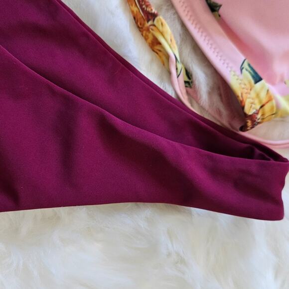 Zaful Sunflower and Maroon Cheeky Bikini Sz 8 New - Picture 3 of 5